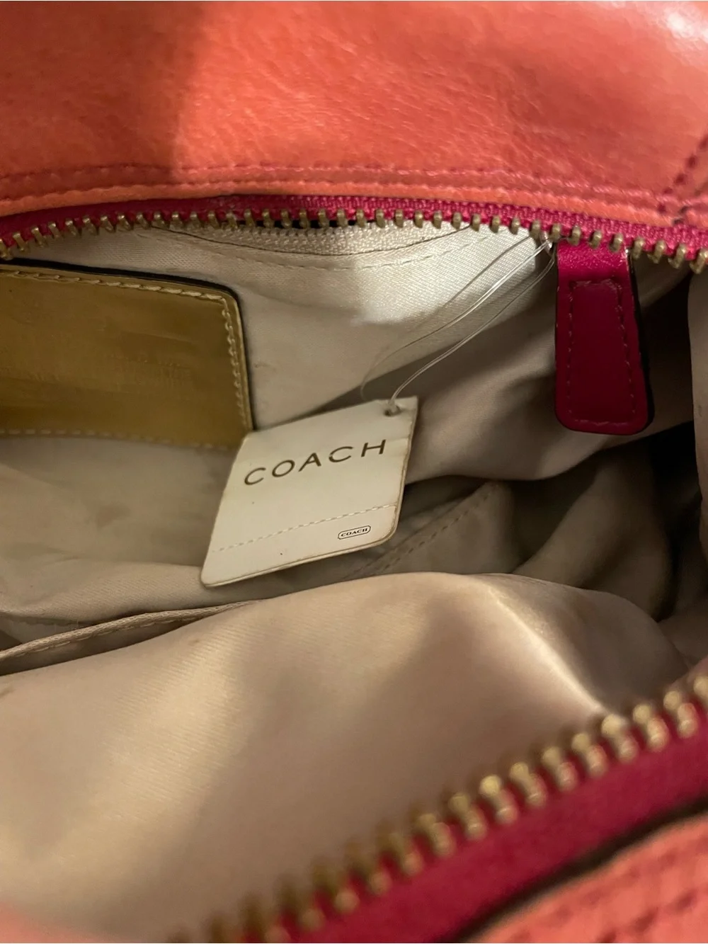 Coach Red-Orange Pebbled Leather Madison Sabrina Satchel with Gold Hardware